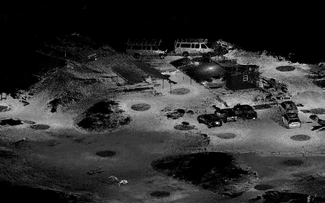 Intensity-shaded point cloud of a site scanned by Contour Survey